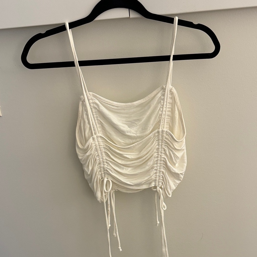 Elegant Cream white Ruched Women's Top cropped - Picture 5 of 5